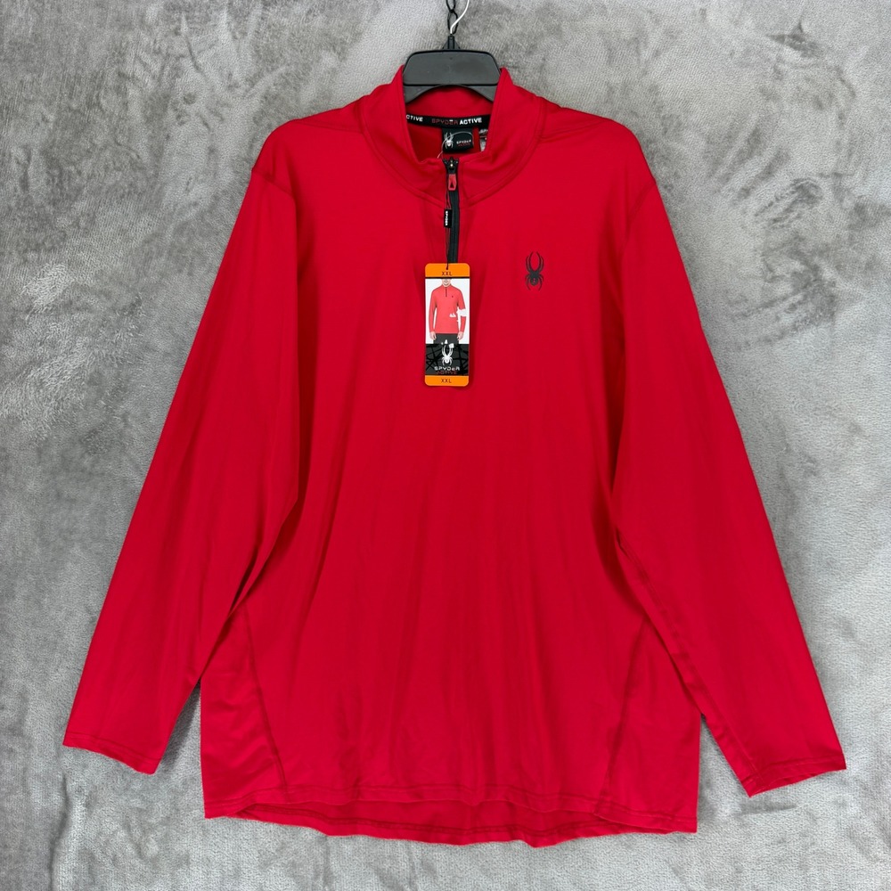 Spyder Active Pullover Mens XXL Red Quarter Zip Performance Shirt SPM103U NWT